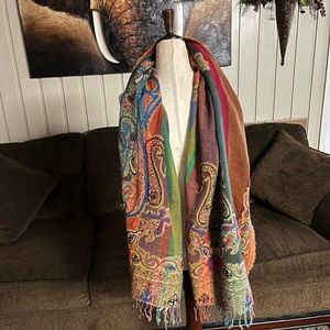 Jamawar • 100% Wool • Multi-Colors • Scarf/ Shawl • Paisley Designs • New W/Tags
